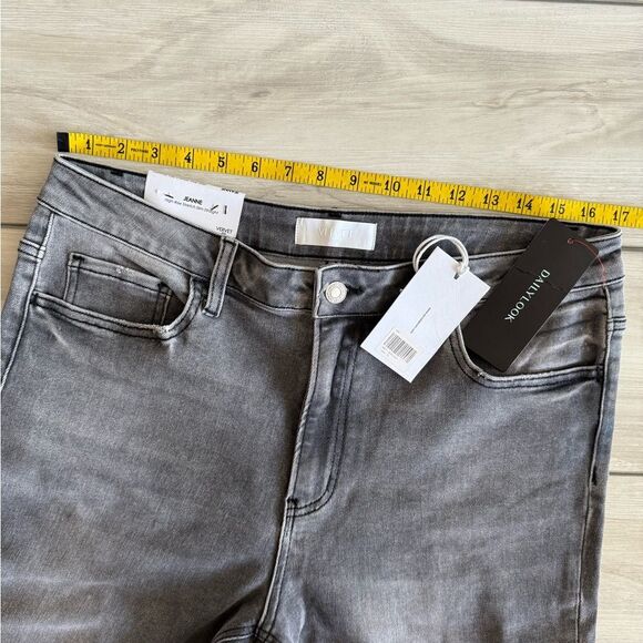 Vervet Jeanne High-Rise Stretch Slim Straight Jeans Grey 32 NWT Daily Look - Picture 6 of 7